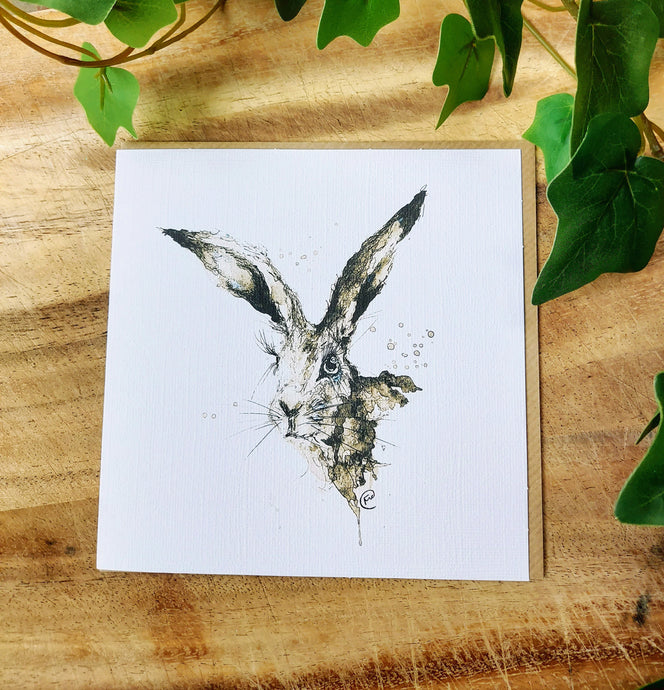Pen & Ink Hare Greeting card