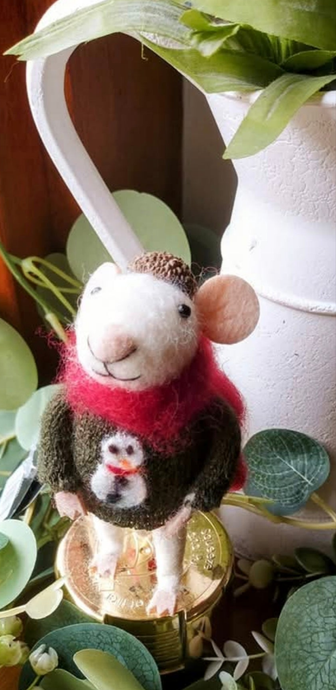 Snowman Jumper Mouse, 12.5cm