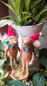 Christmas Wool Mouse Hanging Tree Deco, 16cm
