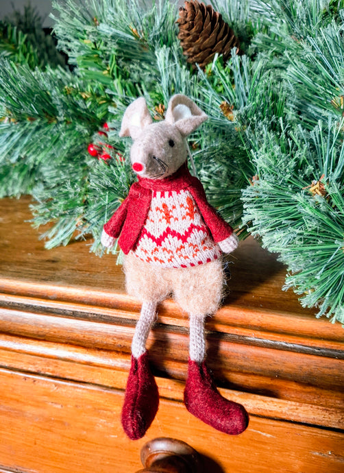 Red Fabric Hanging Mouse 15cm