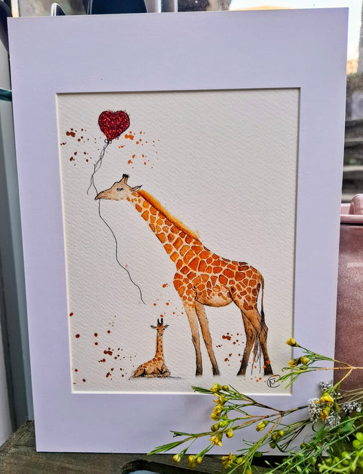 Giraffe & Heart Print