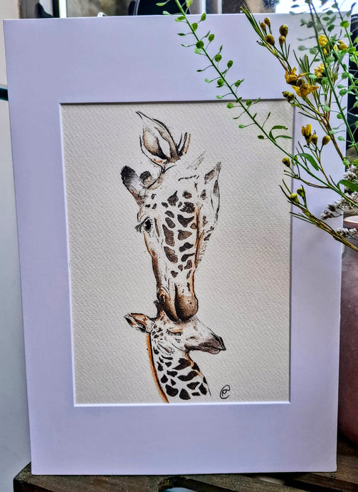 Giraffe Kiss Print