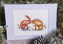 Load image into Gallery viewer, Hare Kisses mounted print