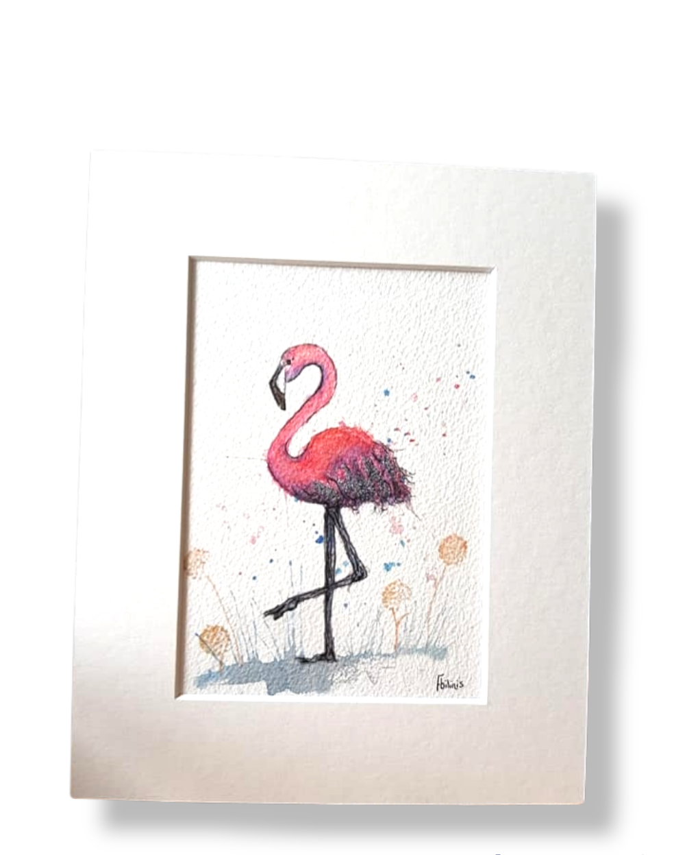 Flamingo Print Mounted