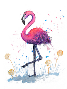 Flamingo Print Mounted